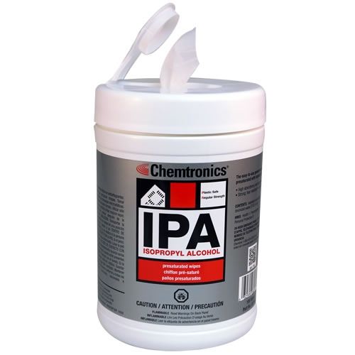 Chemtronics Sip100P, Ipa Presaturated Wipes, 100/Tub, Case of 6 Tubs