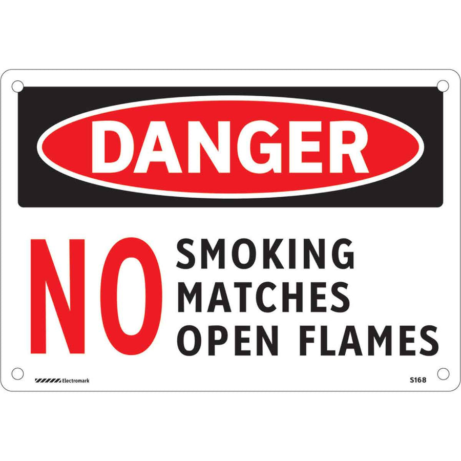 Brady 102450, DANGER No Smoking Matches Open Flames Sign, 7" H x 10" W x 0.006" D, Polyester