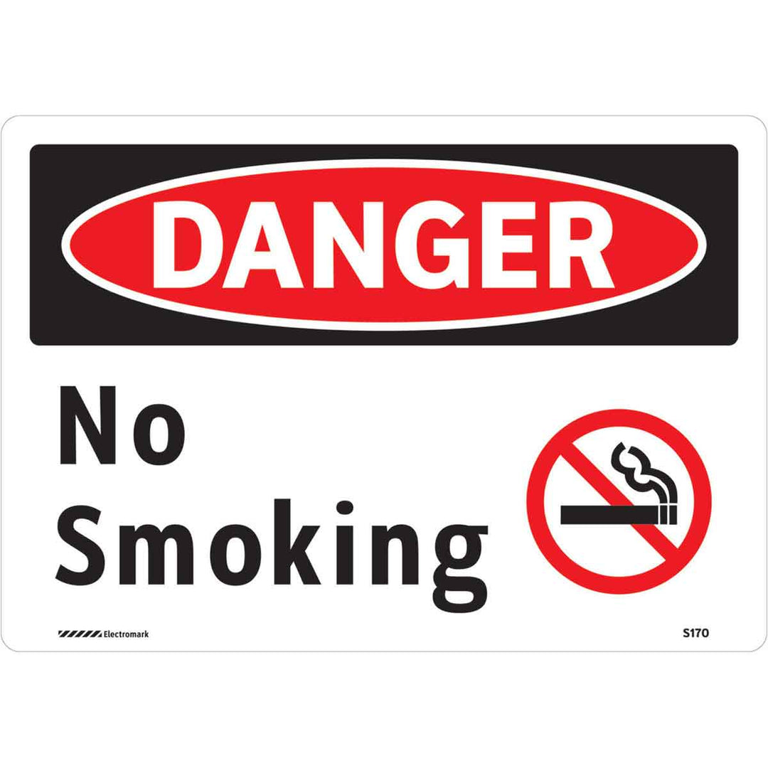 Brady 102452, DANGER No Smoking w/ No Smoking Symbol Sign, 7" H x 10" W x 0.006" D, Polyester