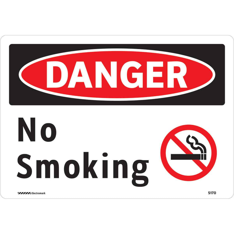 Brady 102494, DANGER No Smoking w/ No Smoking Symbol Sign, 7" H x 10" W x 0.035" D, Aluminum