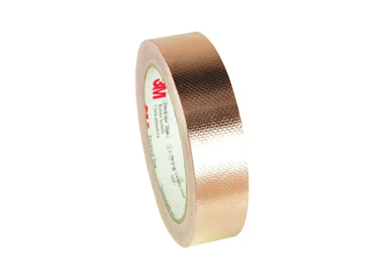 3M 7000140703 Embossed Copper Foil EMI Shielding Tape 1245, 1/2 in x 18 yd, 3 in Paper Core, 18 Rolls/Case
