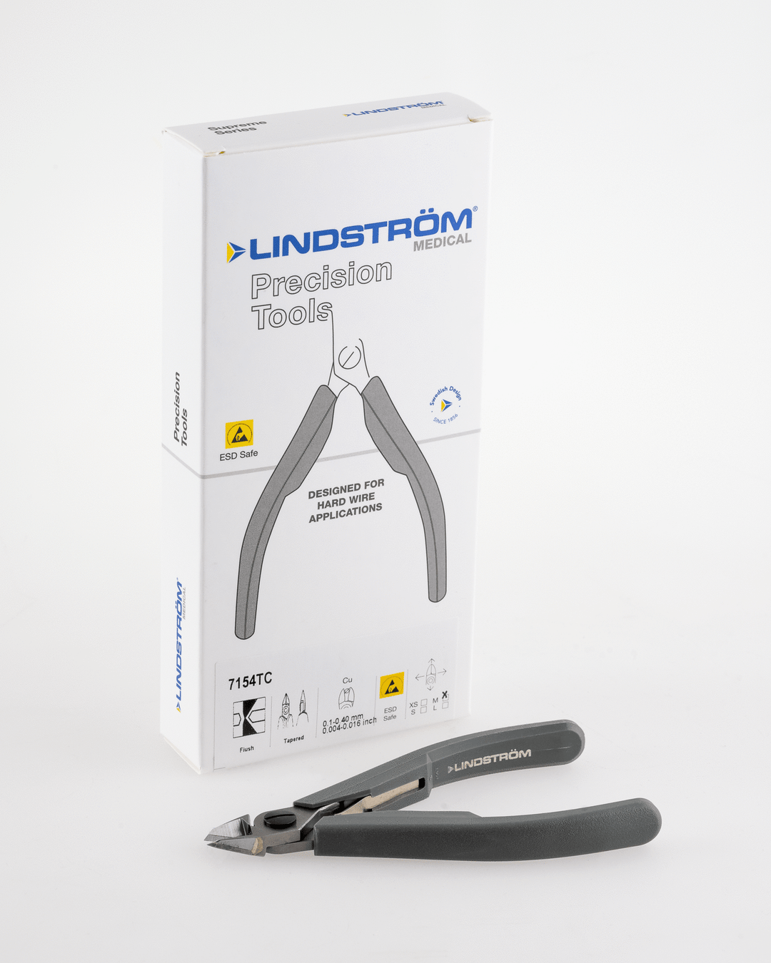 Lindstrom 7154TC, Precision Carbide Diagonal Cutters with Tapered Head for Hard Materials