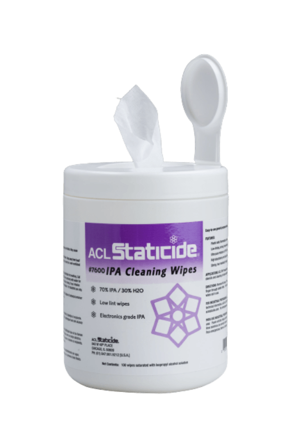 ACL Staticide 7630 IPA Cleaning Wipe Kit, 5" x 8" wipers Includes: one 7600 Canister and three 7625 refills (400 wipes) MTESolutions