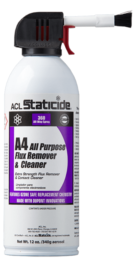 ACL Staticide. 8624 A4 All Purpose Flux Remover & Cleaner, 12oz (340g) aerosol can; 12 per case MTESolutions