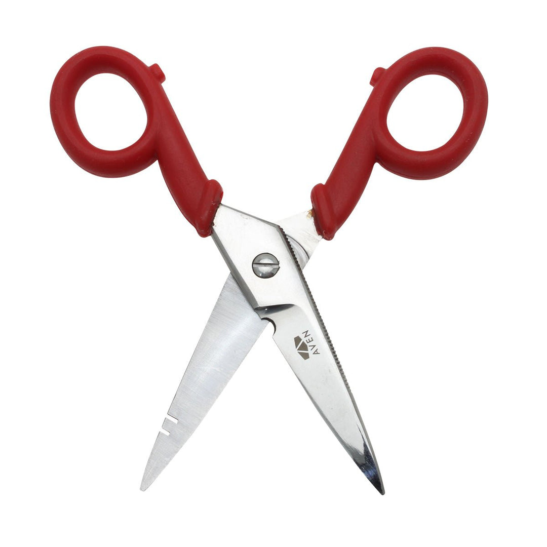 Aven Tools 11013, Electrician Scissors with Wire Stripping Slots & Plastic Grips MTESolutions