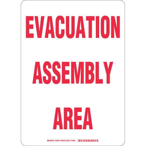 Brady 103591, EVACUATION ASSEMBLY AREA Sign, 14" H x 10" W x 0.06" D MTESolutions