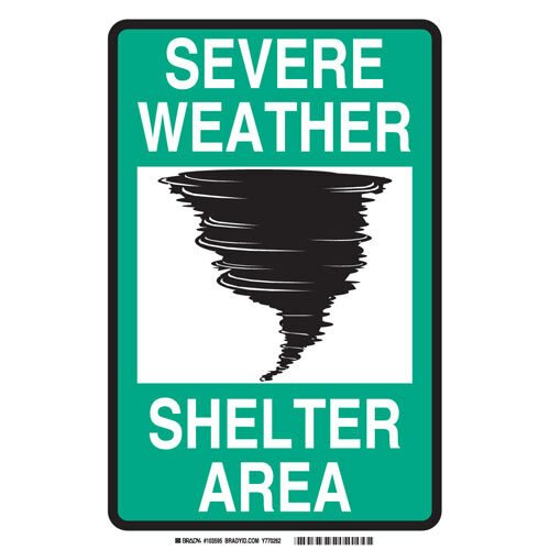 Brady 103595, SEVERE WEATHER SHELTER AREA Sign, 14" H x 10" W x 0.06" D MTESolutions