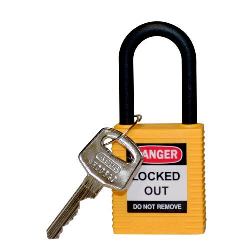 Brady 123327 Yellow Nylon Shackle Safety Padlock MTESolutions