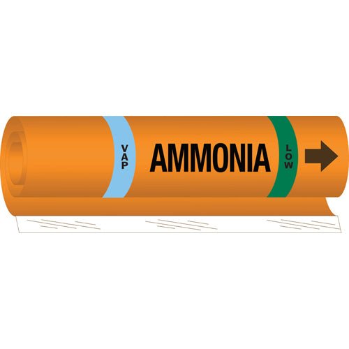 Brady 145771 IIAR Pipe Markers - VAP Ammonia Low, Orange, 1.5 - 2.375 in MTESolutions