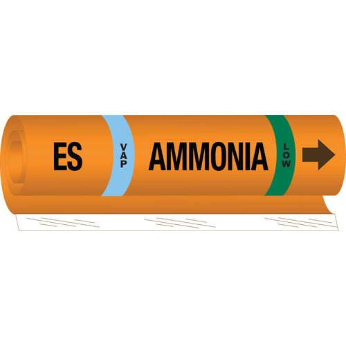 Brady 145773 IIAR Pipe Markers - ES VAP Ammonia Low, Orange, 1.5 - 2.375 in MTESolutions