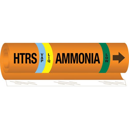 Brady 145785 IIAR Pipe Markers - HTRS LIQVAP Ammonia Low, Orange, 1.5 - 2.375 in MTESolutions