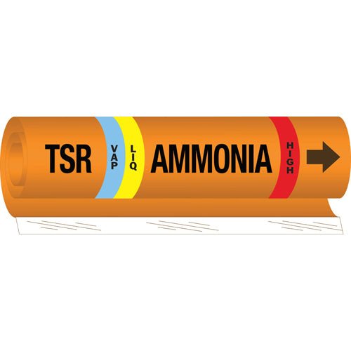 Brady 145786 IIAR Pipe Markers - TSR LIQVAP Ammonia High, Orange, 1.5 - 2.375 in MTESolutions