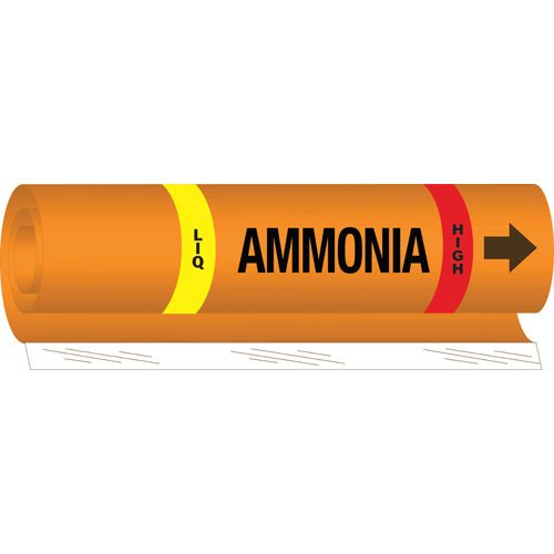Brady 145793 IIAR Pipe Markers - LIQ Ammonia High Pipe Marker, Orange, 1.5 - 2.375 inMTESolutions