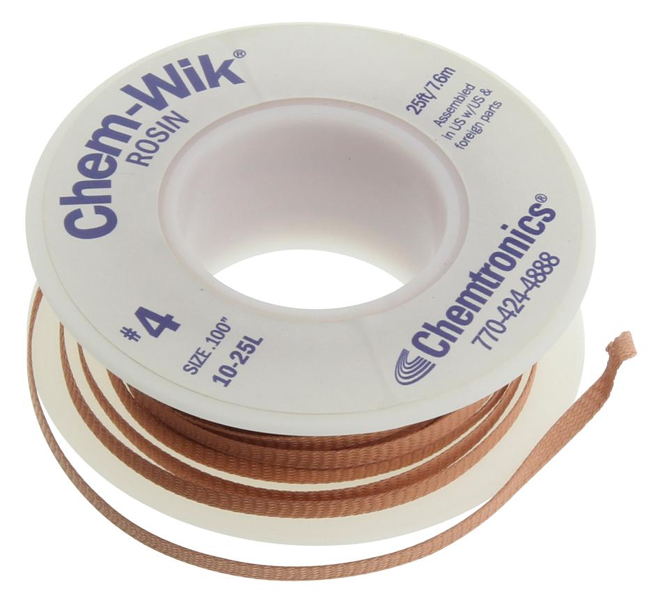 Chemtronics 10 - 25L, Chem - Wik Rosin Flux Desoldering Wick, Blue, 25' / 7.5m L Spool MTESolutions