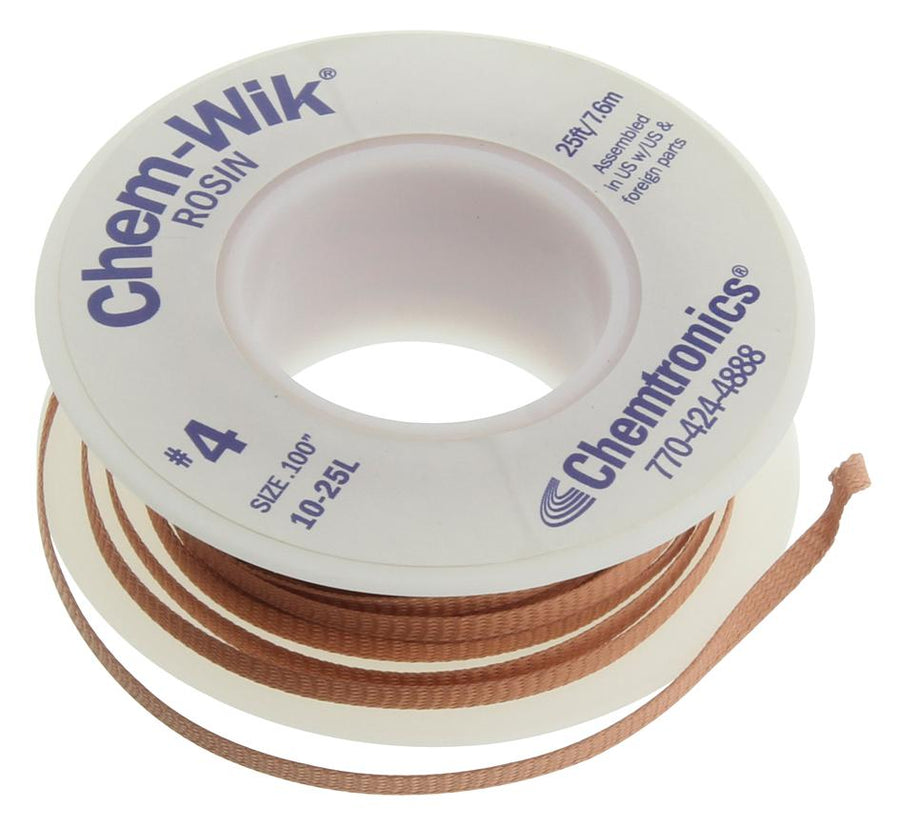 Chemtronics 10 - 25L, Chem - Wik Rosin Flux Desoldering Wick, Blue, 25' / 7.5m L Spool MTESolutions
