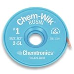Chemtronics 2 - 5L Chem Wik Rosin Chem - Wik Rosin Flux Desoldering Wick 0.8mm 5Ft 25 Bobbins per Case MTESolutions