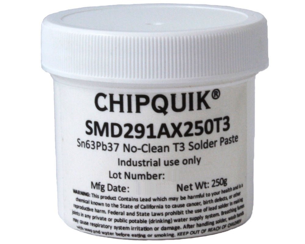 Chip Quik SMD291AX250T3, Solder Paste in Jar, 250g (T3) Sn63/Pb37, No Clean MTESolutions