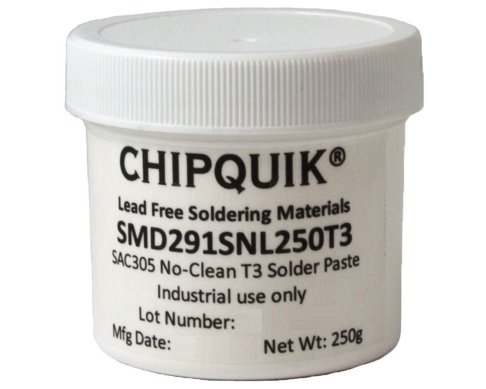 Chip Quik SMD291SNL250T3, Solder Paste in Jar, 250g (T3) SAC305, No Clean MTESolutions