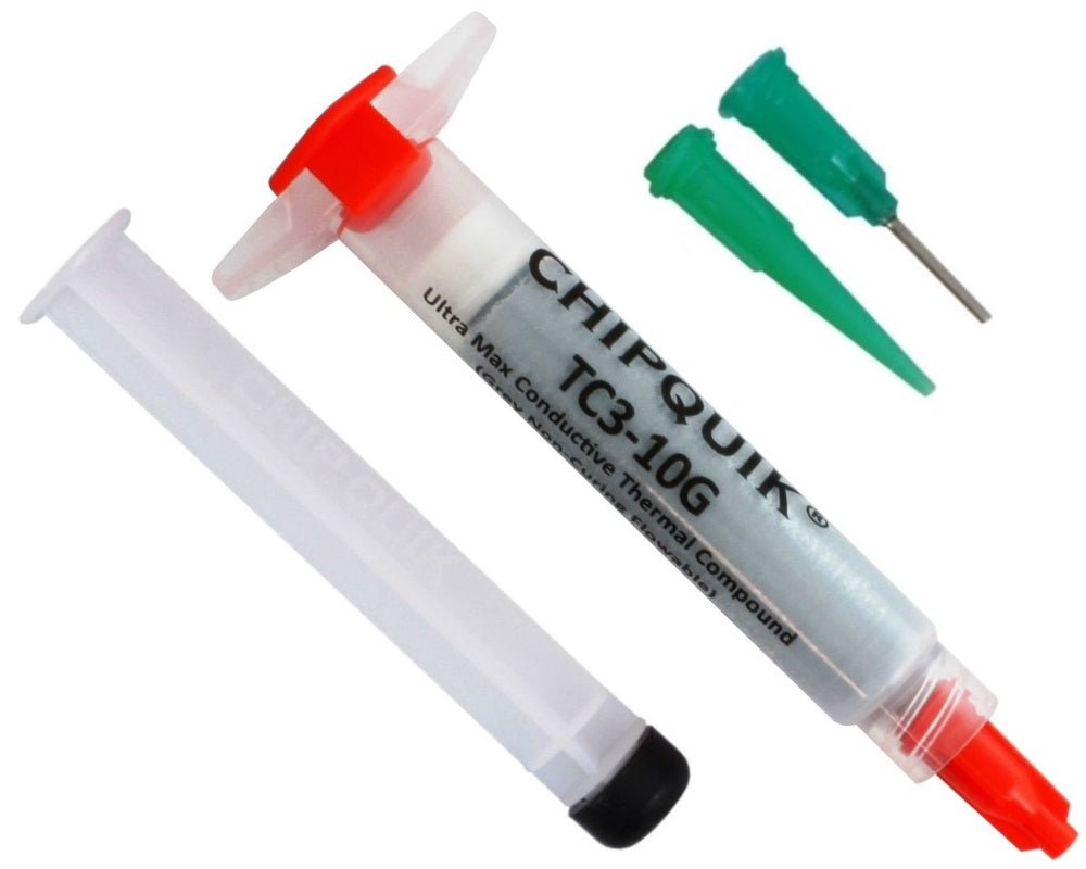 Chip Quik TC3 - 10G, Heat Sink Thermal Compound/Grease, Grey Ultra Max Conductive 10g Syringe 3cc MTESolutions