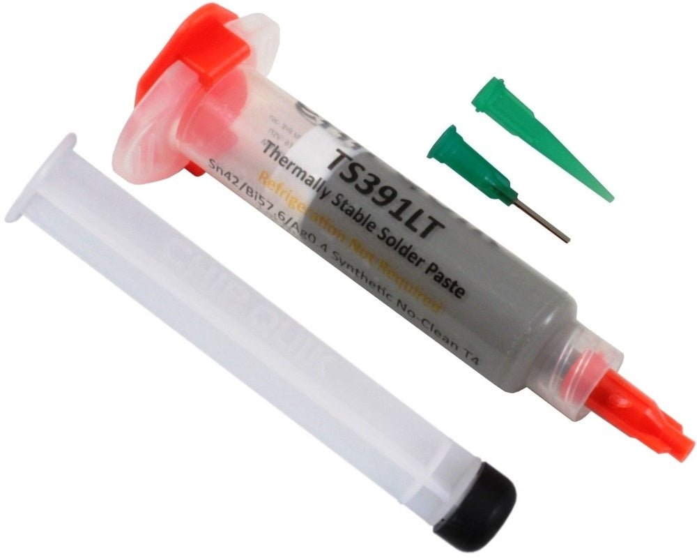Chip Quik TS391LT, Thermally Stable Solder Paste, No - Clean Sn42/Bi57.6/Ag0.4 T4 (15g syringe) MTESolutions