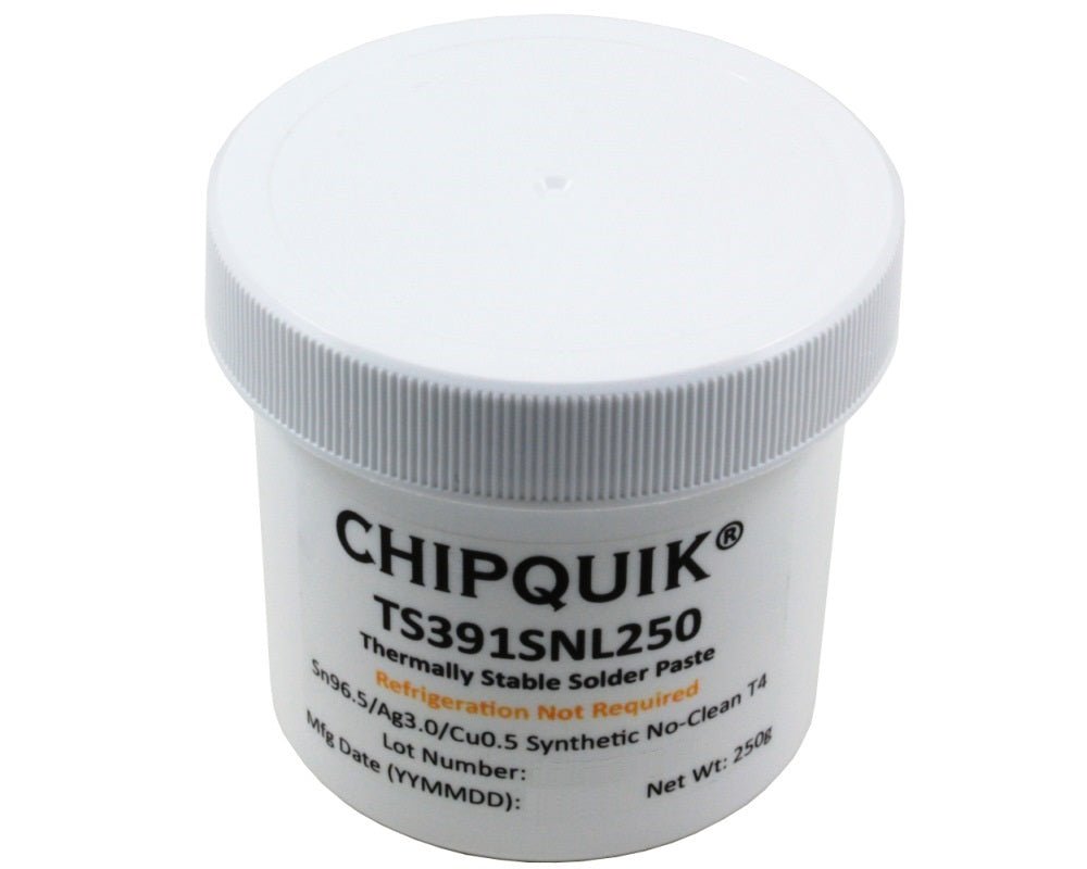 Chip Quik TS391SNL250, Thermally Stable Solder Paste, No - Clean Sn96.5/Ag3.0/Cu0.5 T4 (250g jar) MTESolutions