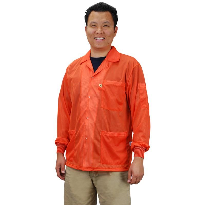 Desco 73912 Statshield Esd - Safe Orange Jacket With Knitted Cuffs, Medium MTESolutions