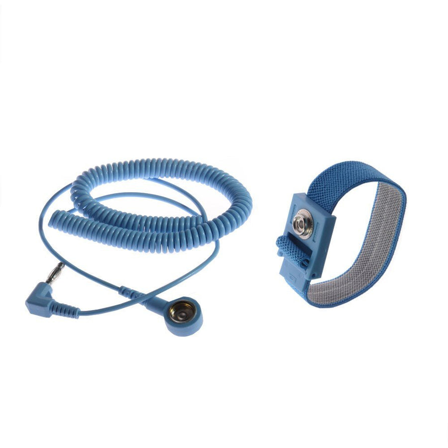 Dou Yee DY7010 - 4MM - E - C12 - BK CORD Adjustable Blue Fabric Wrist Band with 12' Coil Cord, 1 Meg Resistor, Alligator Clip / 200 Pieces MTESolutions