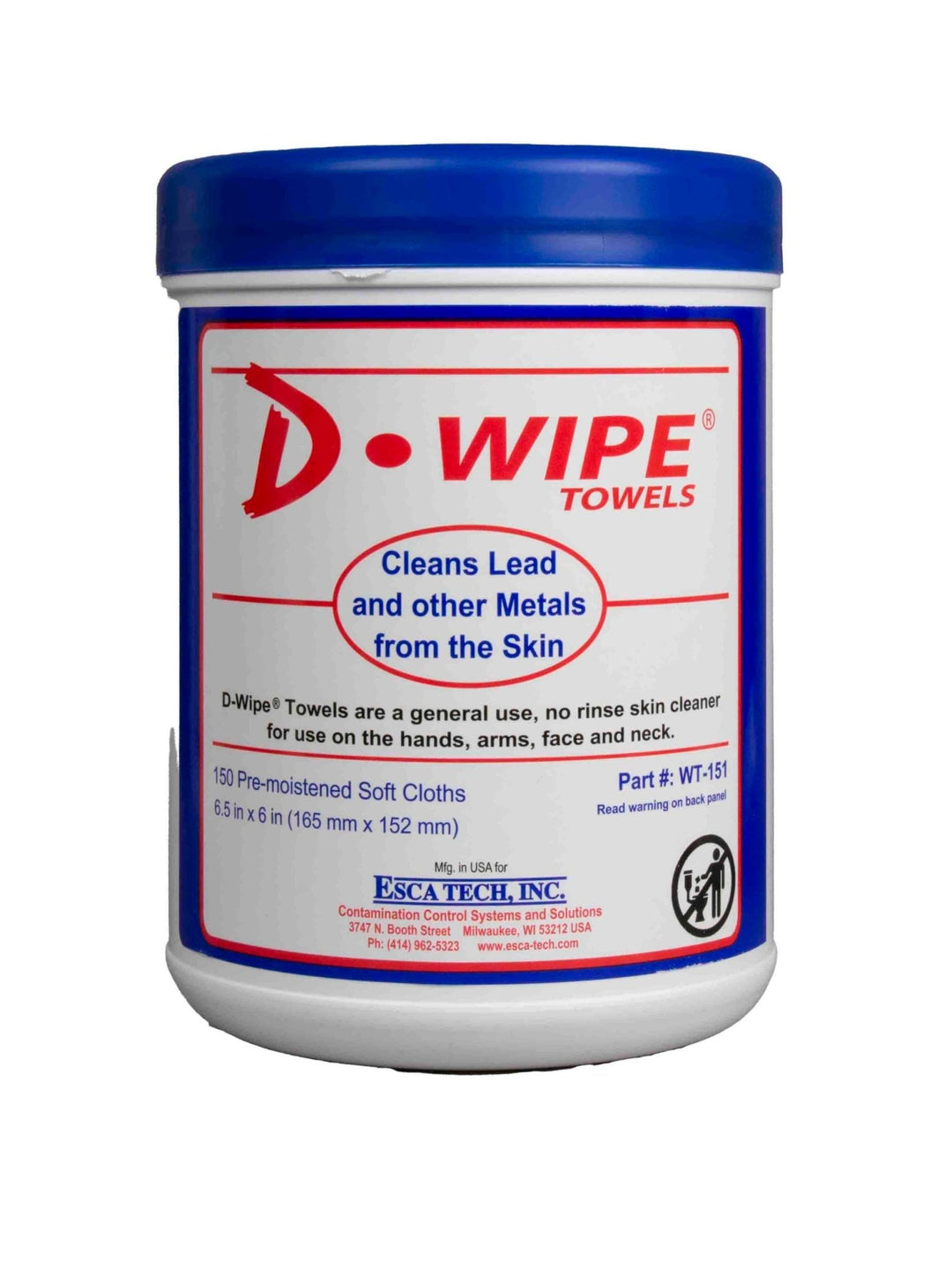 ESCA Tech WT - 150, D - Wipe Towels, Case of 8 Canisters, 150 Towels/Canister MTESolutions