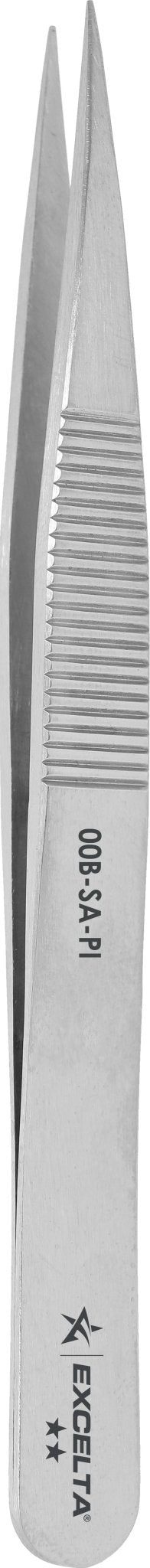 Excelta 00B - SA - PI Tweezers - 2 Star Straight Strong Medium Point - Anti - Mag. SS - Finger Serrations MTESolutions