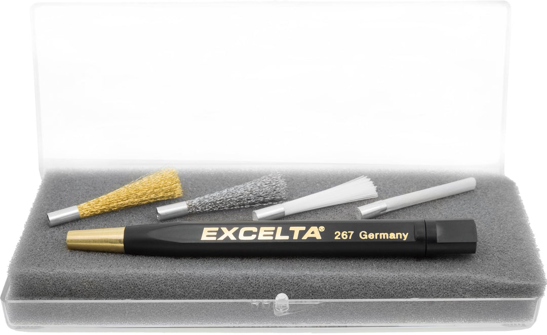 Excelta 262 Brushes - Scratch - Kit - Straight - Brass/Steel/Nylon/Fiberglass - Plastic Handle MTESolutions