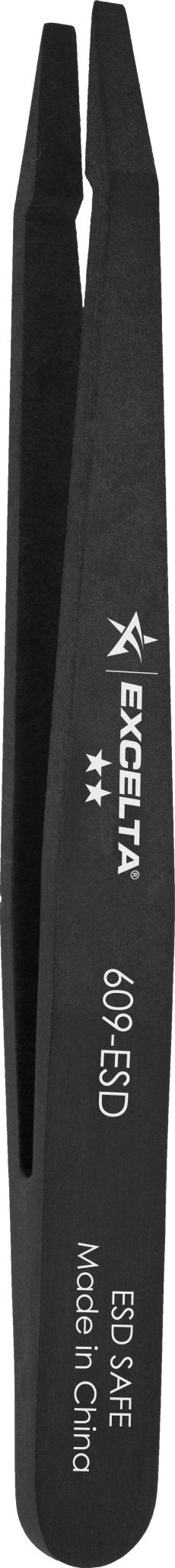 Excelta 609 - ESD Tweezers - Plastic - Straight .005" X .12" Tip - Acetal - Conductive, Pack of 20 MTESolutions