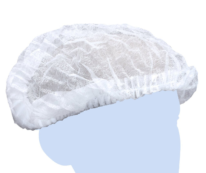 High - Tech Conversions High - Tech GAH - BP - P, Bee - Safe Pleated Polypropylene Bouffant Cap, White, Case of 1000 MTESolutions
