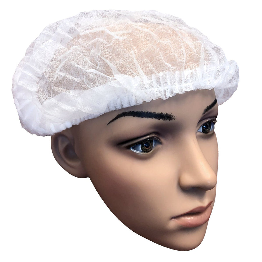 High - Tech Conversions High - Tech GAH - BP - P, Bee - Safe Pleated Polypropylene Bouffant Cap, White, Case of 1000 MTESolutions