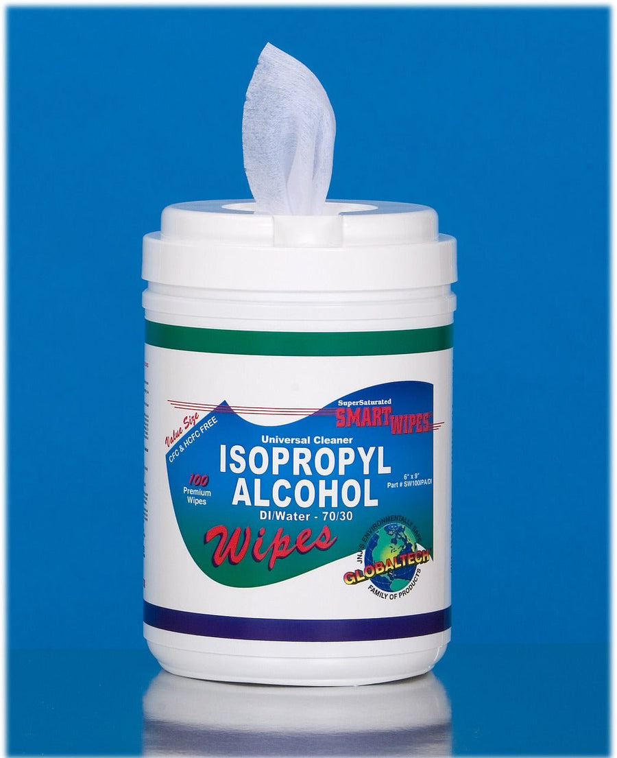 JNJ Industries SW100IPA/DI Isopropyl Alcohol & DI Water 70/30% Saturated Wipes 6 in x 9 in Wipes Case of 12 MTESolutions