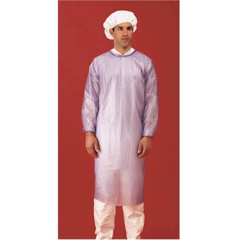 Keystone AP - PVC - CA - 8 - BLUE PVC Coat Apron, 8 Mil Open Back Heavy Duty Straight Edge, 36/Pk MTESolutions