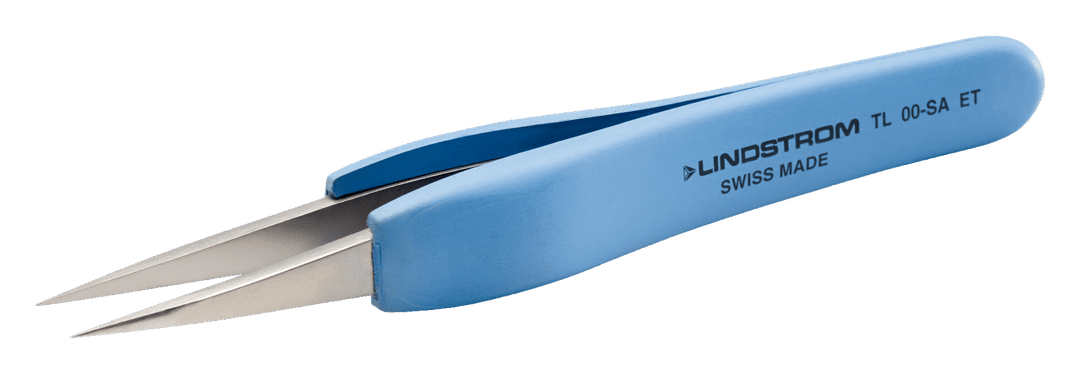 Lindstrom Ergonomic Touch Stainless Steel Anti - Magnetic High Precision Tweezers with Straight Thick and Strong 120 mm Tips MTESolutions
