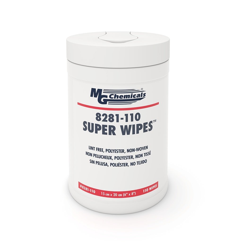 MG Chemicals 8281 - 110, Super Wipes, 6 in x 8 in, 110 Wipes/Tub, Case of 12 Tubs MTESolutions