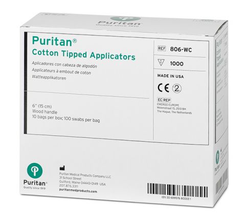 Puritan 806 - WC, 6 in Standard Cotton Swab, Wooden Handle, Case of 10,000 MTESolutions