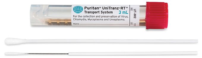 Puritan UT - 302 Puritan UniTranz - RT 3ml Filled Vial w/ Sterile Mini - tip & Standard Polyester Swabs, Red Cap MTESolutions