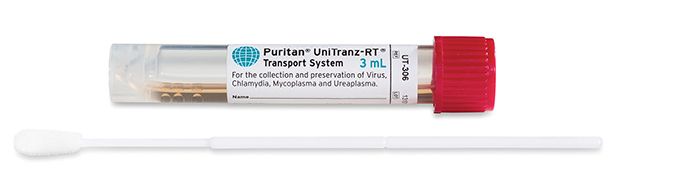 Puritan UT - 306 Puritan UniTranz - RT 3ml Filled Vial and 6 inch Sterile Elongated Flock Swab, Red Cap MTESolutions