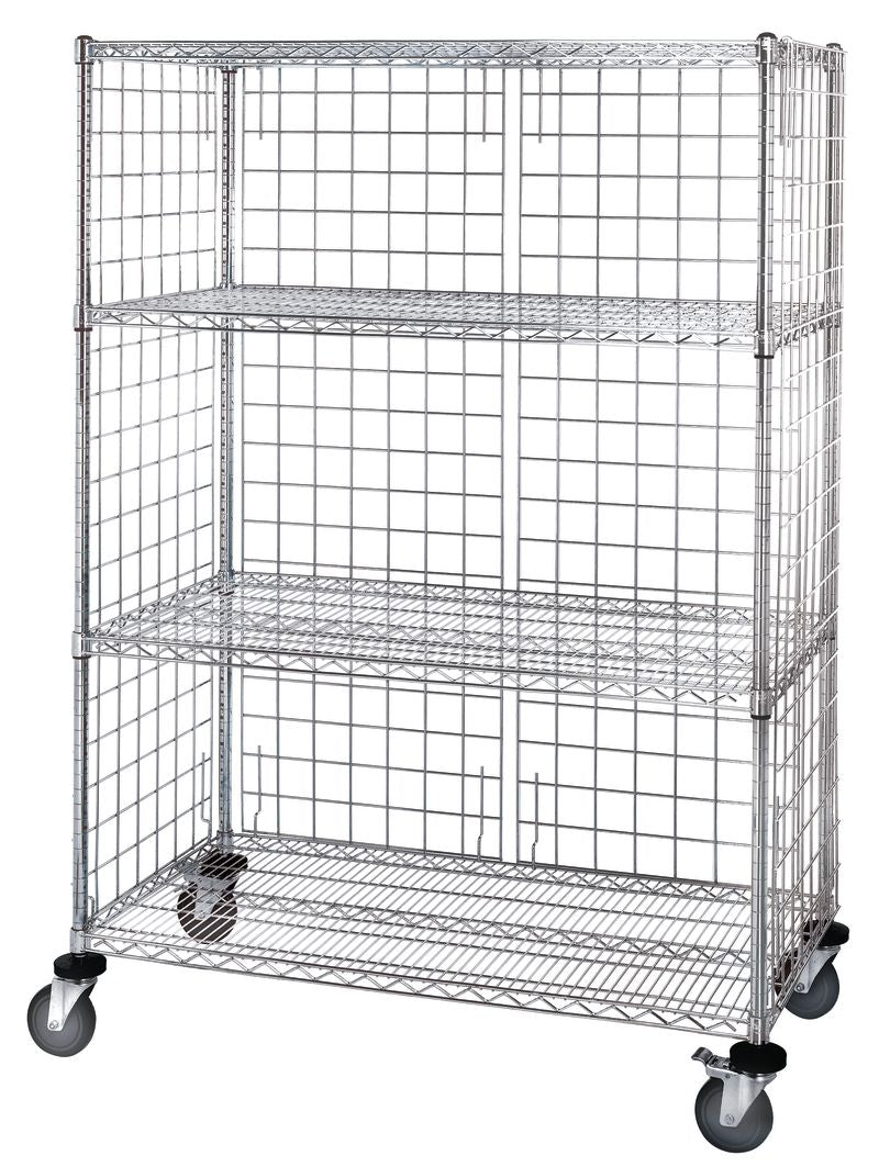 Quantum Storage Systems M2448C46E Mobile Enclosure Cart with 4 Ea of Wire Shelves, Enclosure Panels, Posts, Bumpers and Casters MTESolutions