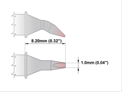 Thermaltronics M7CB224 M Series 700 Degree Standard Soldering Tip for TMT - 9000S, Chisel, Bent, 1.0mm MTESolutions