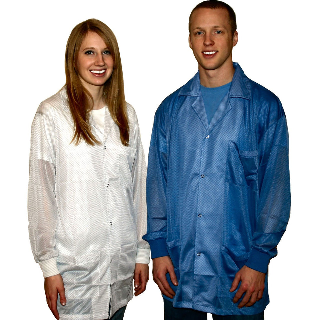 Transforming Technologies Esd Jacket, Collared, Snap Cuff, Color: Light Blue Small MTESolutions