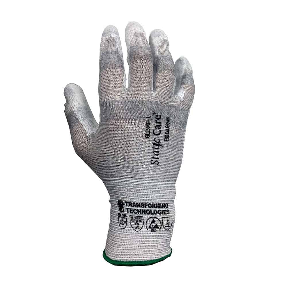 Transforming Technologies GL2502P ESD Cut Resistant Gloves, Palm Coated, Small, Pack of 12 Pairs MTESolutions