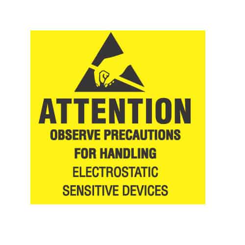 Transforming Technologies LB9081 4 x 4, "Attention Observe Precautions For Handling Electrostatic Sensitive Devices" 500 Labels/Roll MTESolutions