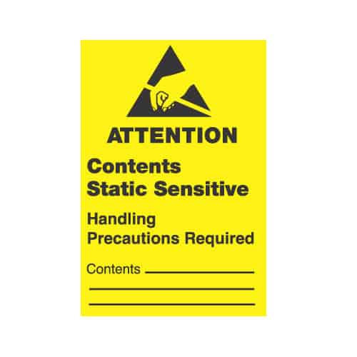 Transforming Technologies LB9120 1 - 3/4 x 2 - 1/2, "Attention Contents Static Sensitive Handling Precautions Required" 500 Labels/Roll MTESolutions