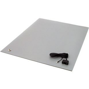 Transforming Technologies MT3648GY, Two - Layer ESD Rubber Pre - Cut Table Mat Including Hardware, 36 in x 48 in x 0.080 in, Gray MTESolutions