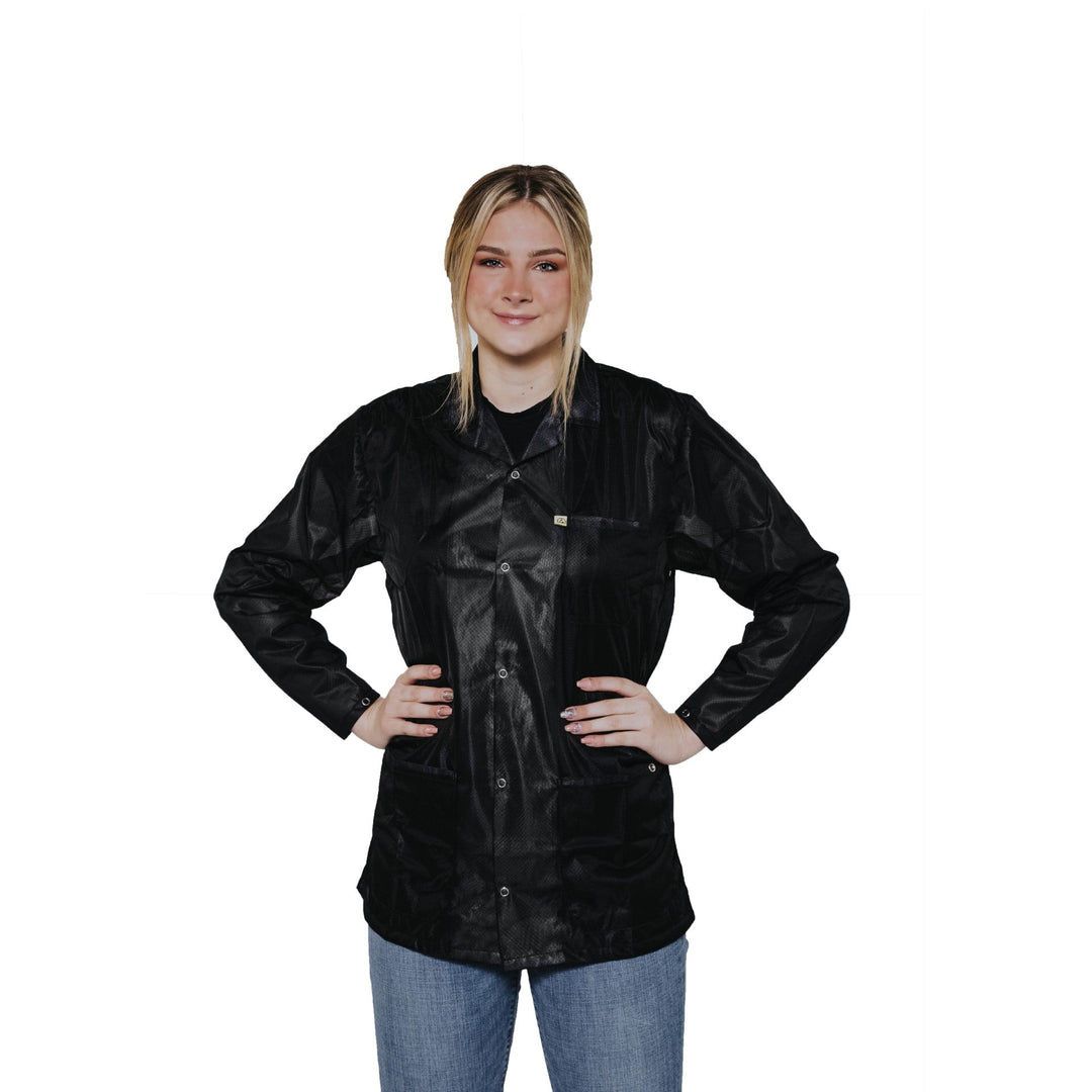 Transforming Technologies Tansforming Technologies JKC9021SPBK EDS Jacket, 3 - 4Ths Length, Collared, 9010 Fabric, Snap Cuff, Xsmall, Black MTESolutions