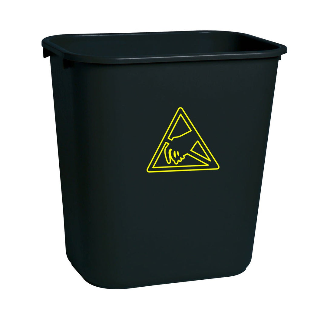 Transforming Technologies WBAS28, ESD Trash Can 28 Quart WBAS 28 - Black MTESolutions