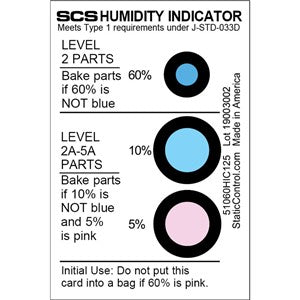 SCS 51060HIC125 Humidity Card, 5-10-60% 125/Can